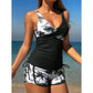 Ensemble tankini taille haute à imprimé tropical et short