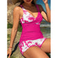 Ensemble tankini taille haute à imprimé tropical et short