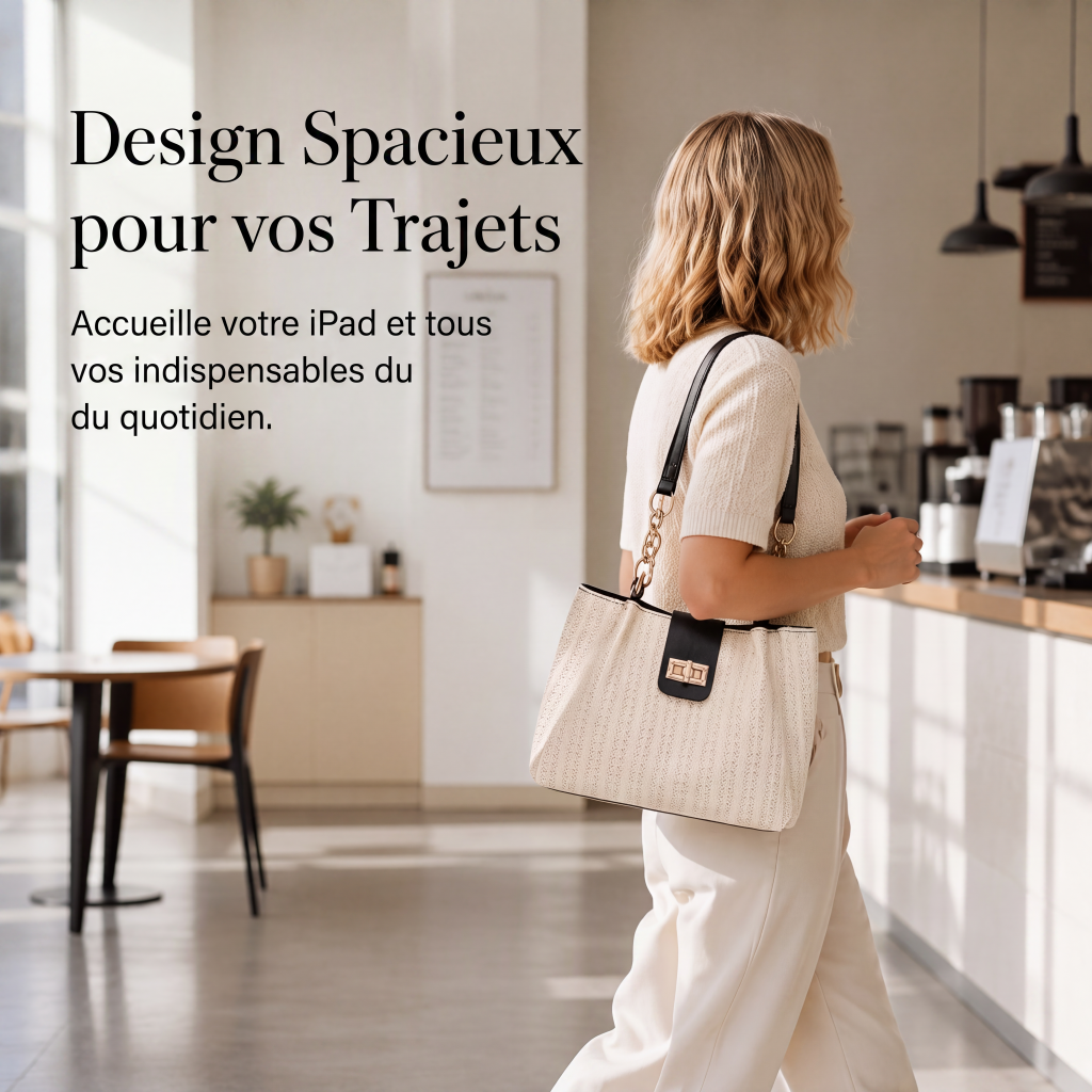 Sac bandoulière en paille spacieux pour les trajets quotidiens