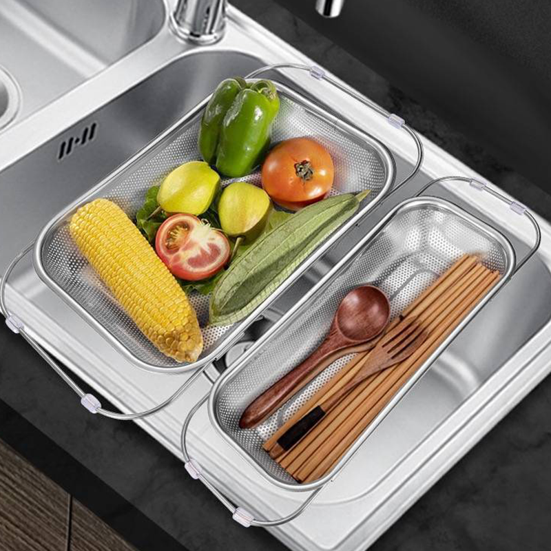 💦 -50% ! 🍳 Panier Égouttoir Télescopique en Acier Inoxydable 304 – Barres Renforcées 8 mm & Picots Antidérapants pour Évier Multitaille 🧺
