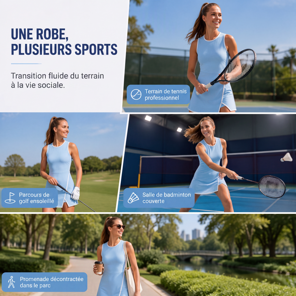 🎾-50 % DE RÉDUCTION ! ✨Robe de tennis légère : fraîcheur et coupe confortable et ajustée ! 🌬️
