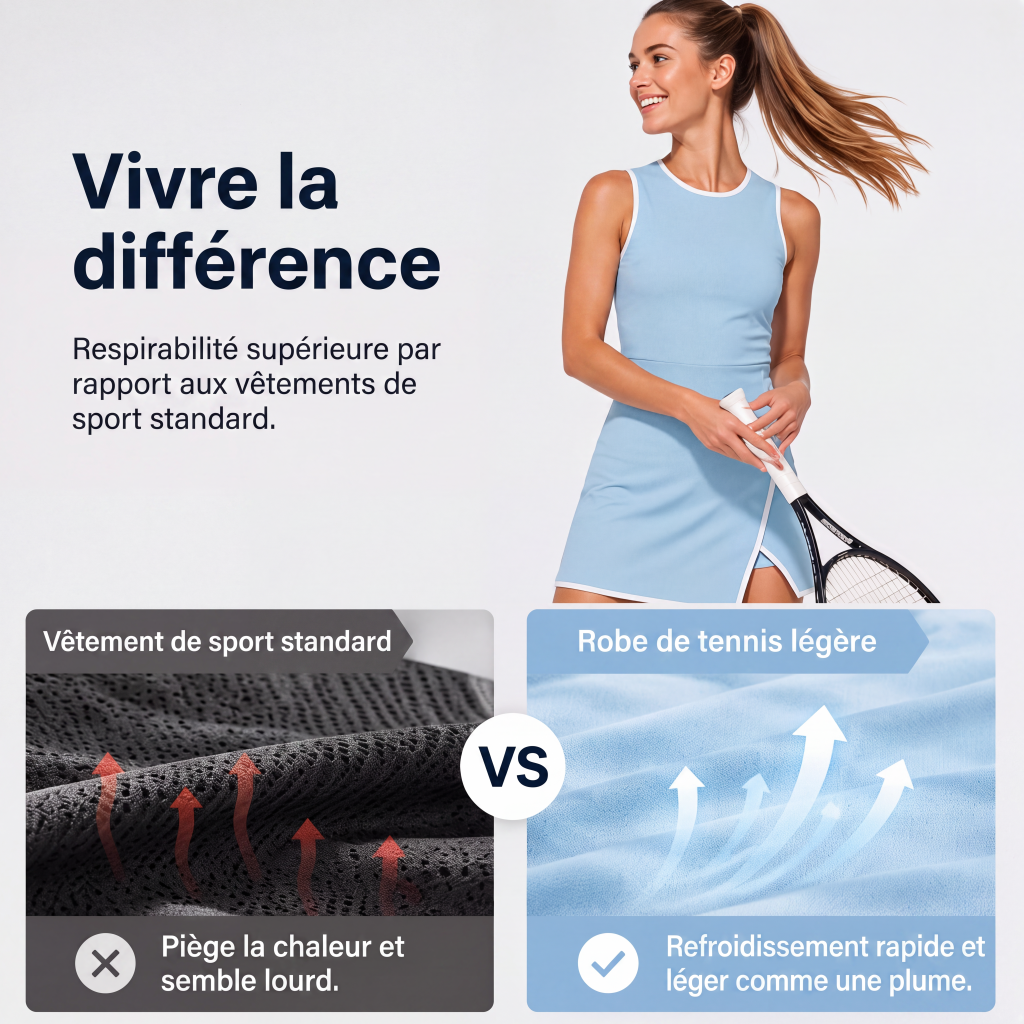 🎾-50 % DE RÉDUCTION ! ✨Robe de tennis légère : fraîcheur et coupe confortable et ajustée ! 🌬️