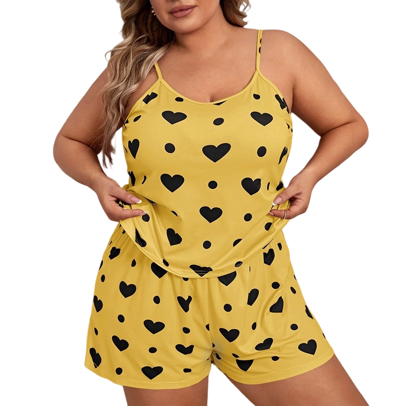 🌸Promotion limitée -60% !⏰Ensemble pyjama femme grande taille composé d’un top sans manches et d’un short