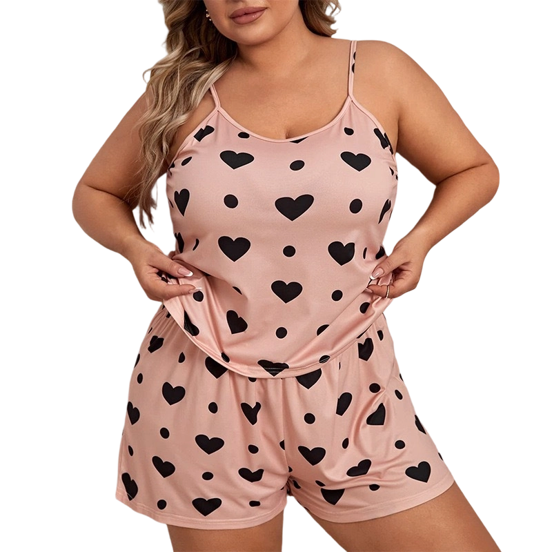 🌸Promotion limitée -60% !⏰Ensemble pyjama femme grande taille composé d’un top sans manches et d’un short