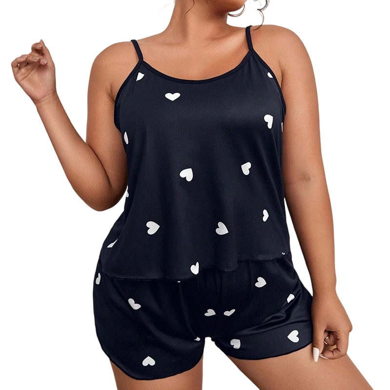 🌸Promotion limitée -60% !⏰Ensemble pyjama femme grande taille composé d’un top sans manches et d’un short