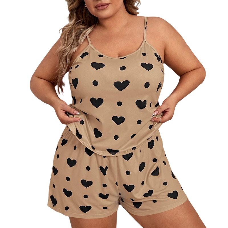 🌸Promotion limitée -60% !⏰Ensemble pyjama femme grande taille composé d’un top sans manches et d’un short