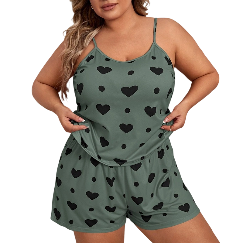 🌸Promotion limitée -60% !⏰Ensemble pyjama femme grande taille composé d’un top sans manches et d’un short