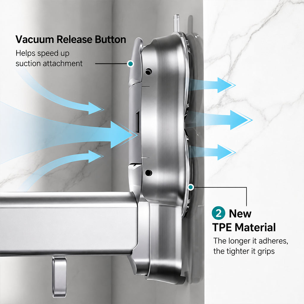 🧺 -50% ! ✨ Séchoir à Linge Gain de Place Rétractable – Alliage Aluminium Anodisé – Ventouse TPE & Pliage 90° pour Salle de Bain et Balcon 🚿
