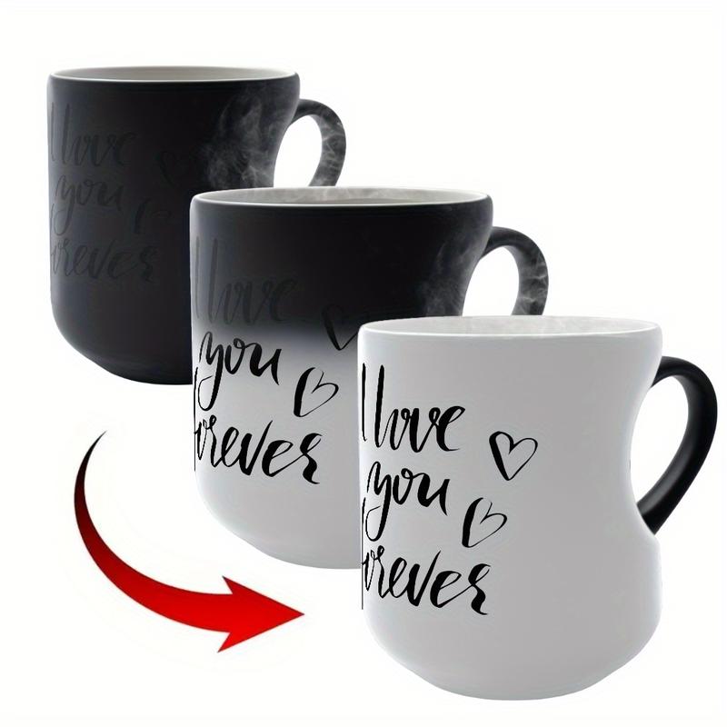 📢📢50% OFF !! ⏰Mug Céramique Changeant de Couleur avec Anse en Cœur pour la Saint-Valentin