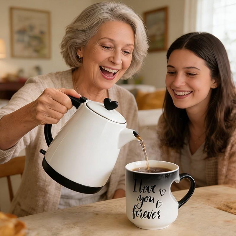 📢📢50% OFF !! ⏰Mug Céramique Changeant de Couleur avec Anse en Cœur pour la Saint-Valentin
