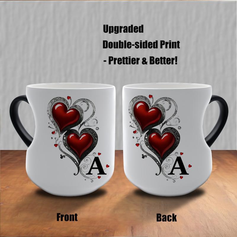📢📢50% OFF !! ⏰Mug Céramique Changeant de Couleur avec Anse en Cœur pour la Saint-Valentin