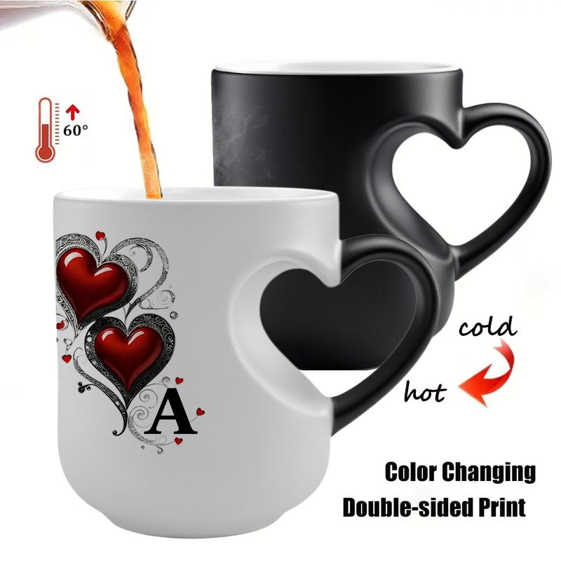 📢📢50% OFF !! ⏰Mug Céramique Changeant de Couleur avec Anse en Cœur pour la Saint-Valentin