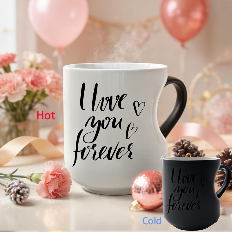 📢📢50% OFF !! ⏰Mug Céramique Changeant de Couleur avec Anse en Cœur pour la Saint-Valentin
