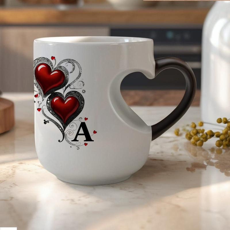 📢📢50% OFF !! ⏰Mug Céramique Changeant de Couleur avec Anse en Cœur pour la Saint-Valentin