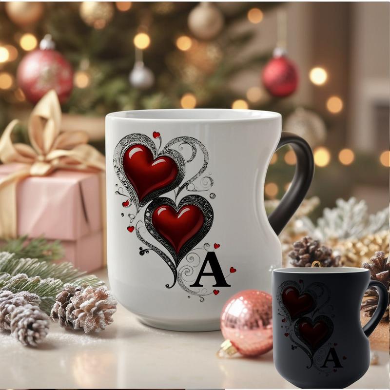 📢📢50% OFF !! ⏰Mug Céramique Changeant de Couleur avec Anse en Cœur pour la Saint-Valentin