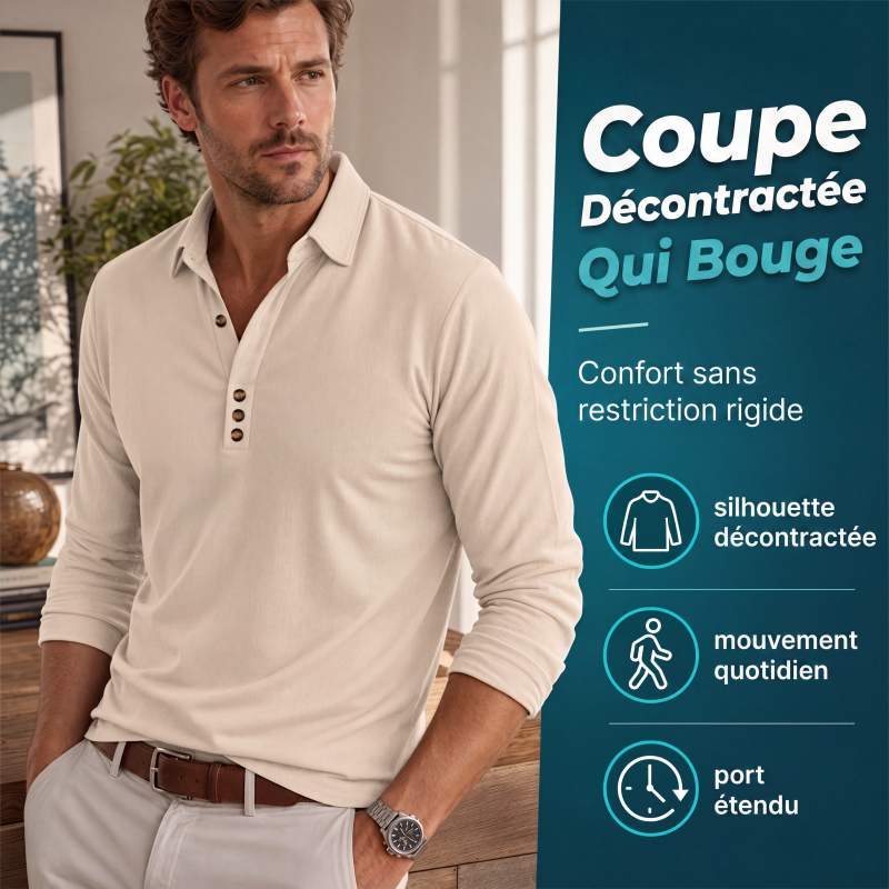 👔Chemise homme à manches longues avec col boutonné – 🍂 Polyvalente et confortable, pour un look soigné et assuré ✨🏙️