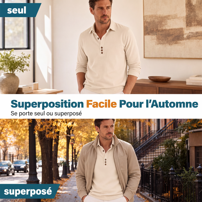 👔Chemise homme à manches longues avec col boutonné – 🍂 Polyvalente et confortable, pour un look soigné et assuré ✨🏙️