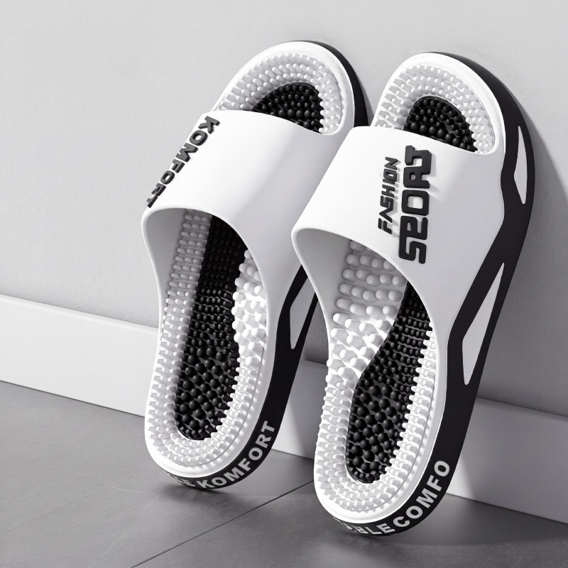🦶 -50% ! 💆 Chaussons de Massage pour Hommes – PVC – Semelle EVA Ultra-Épaisse & Picots d’Acupression pour Soulagement des Pieds Fatigués 🏠