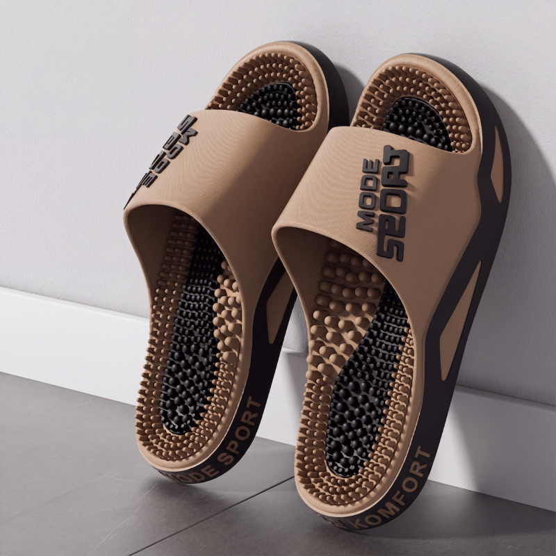🦶 -50% ! 💆 Chaussons de Massage pour Hommes – PVC – Semelle EVA Ultra-Épaisse & Picots d’Acupression pour Soulagement des Pieds Fatigués 🏠