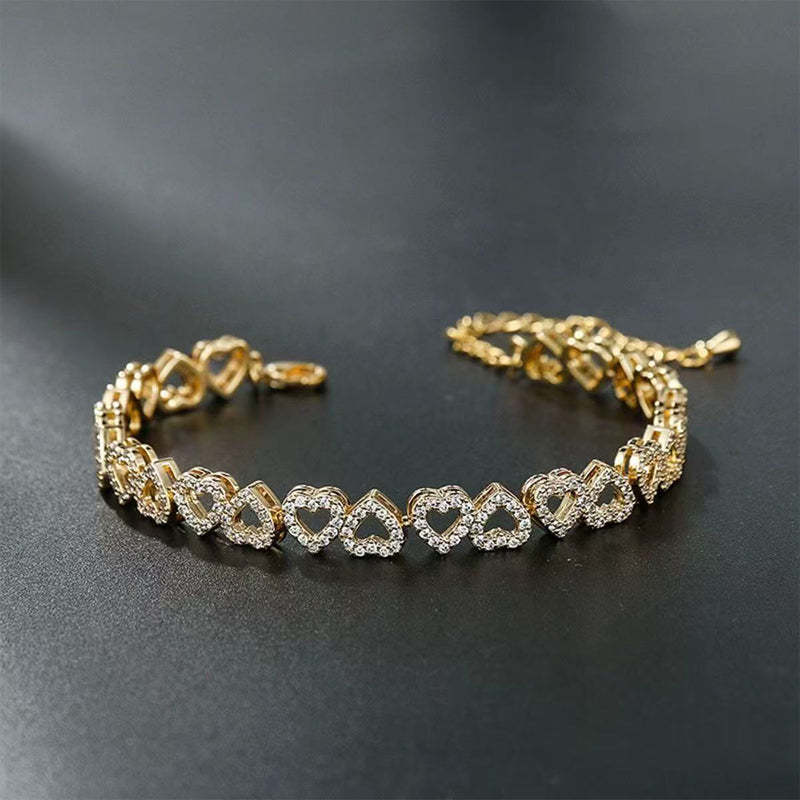 💎 50% DE RÉDUCTION! ❤️ Bracelet Cœur Scintillant pour Femme – Alliage zinc & strass, design romantique – Parfait pour le quotidien ou en cadeau ✨