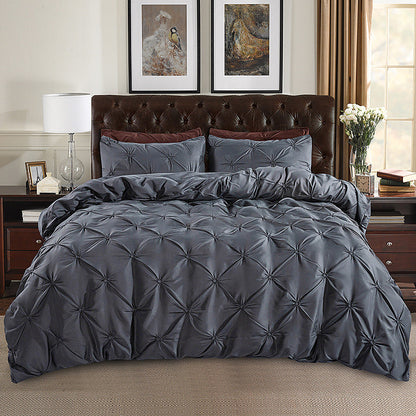 🏠💤 -50% ! 🌙Parure de Couette 3 Pièces à Plis Pintuck – Fibre Chimique – Fermeture à Glissière Cachée & Lavable en Machine pour Chambre Élégante