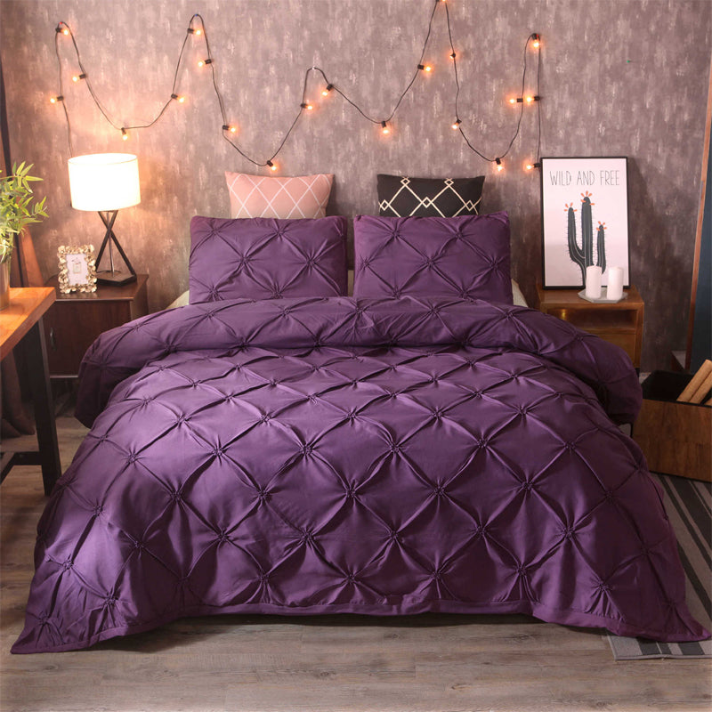 🏠💤 -50% ! 🌙Parure de Couette 3 Pièces à Plis Pintuck – Fibre Chimique – Fermeture à Glissière Cachée & Lavable en Machine pour Chambre Élégante