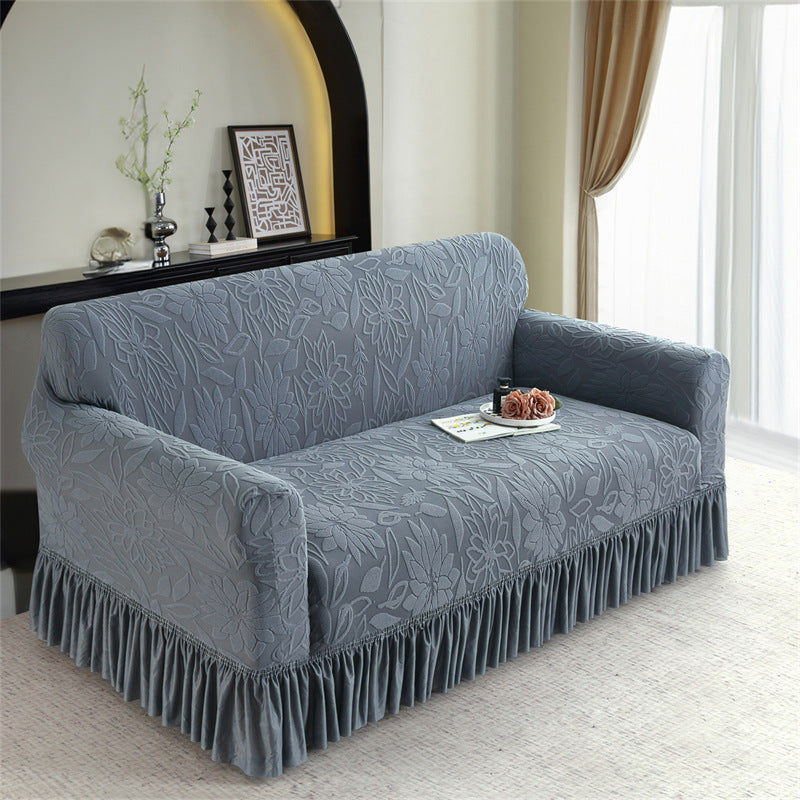 📢📢50% DE RÉDUCTION !! ⏰😌 Housse de Canapé Antidérapante à Volants – Tissu Jacquard – Bord Élastique & Couverture Totale pour Protection Quotidienne sans Glissement 🏠