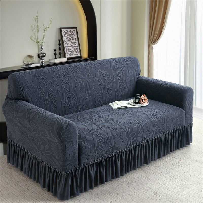 📢📢50% DE RÉDUCTION !! ⏰😌 Housse de Canapé Antidérapante à Volants – Tissu Jacquard – Bord Élastique & Couverture Totale pour Protection Quotidienne sans Glissement 🏠