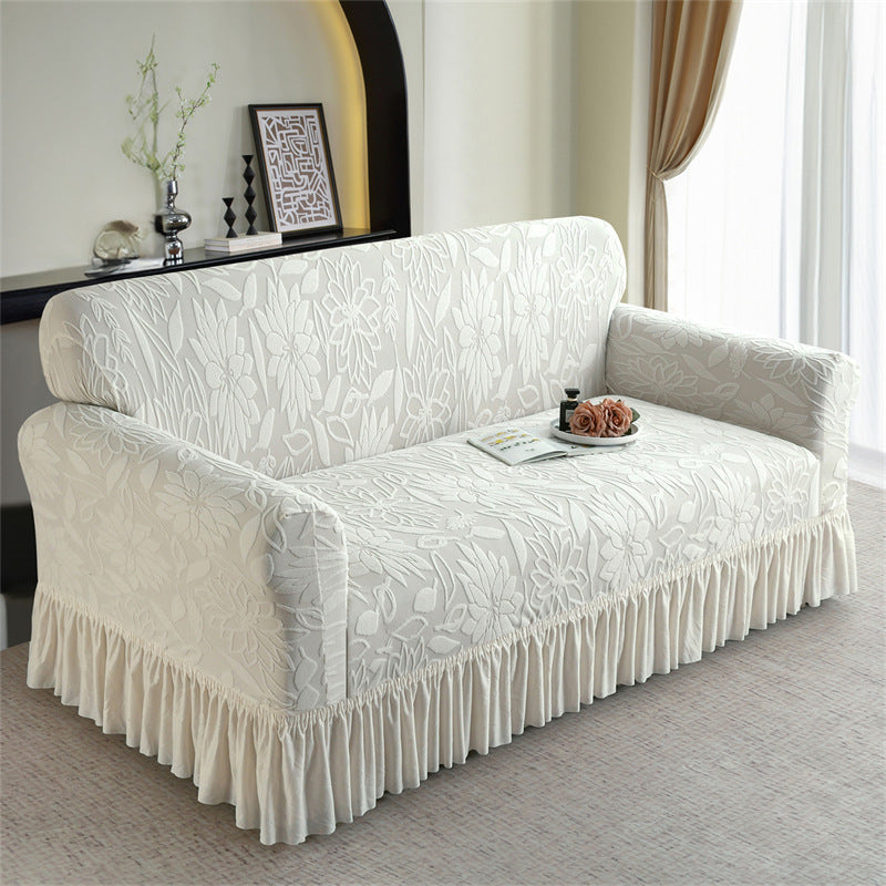 📢📢50% DE RÉDUCTION !! ⏰😌 Housse de Canapé Antidérapante à Volants – Tissu Jacquard – Bord Élastique & Couverture Totale pour Protection Quotidienne sans Glissement 🏠