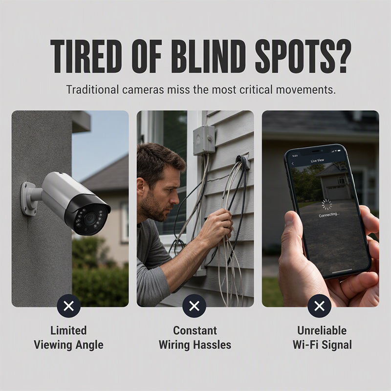 🏠 -50% ! 📹 Caméra de Sécurité Solaire Triple Objectif – ABS – Triple Vision & Panneau Solaire Intégré – IP66 pour Surveillance Extérieure Sans Fil 🛡️