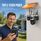 🏠 -50% ! 📹 Caméra de Sécurité Solaire Triple Objectif – ABS – Triple Vision & Panneau Solaire Intégré – IP66 pour Surveillance Extérieure Sans Fil 🛡️