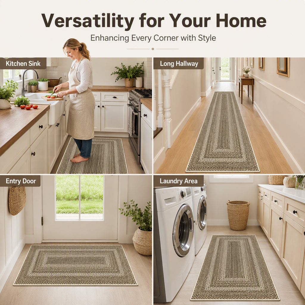 🏠 -50% ! 🧵 Tapis de Couloir Tissé Élégant – Polyester – Antidérapant – Absorption Rapide – 5 Tailles – 10 Styles – Finition Artisanale Premium pour Cuisine et Entrée 🚪