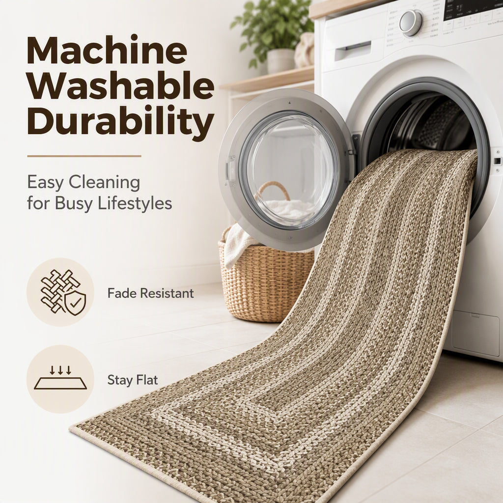🏠 -50% ! 🧵 Tapis de Couloir Tissé Élégant – Polyester – Antidérapant – Absorption Rapide – 5 Tailles – 10 Styles – Finition Artisanale Premium pour Cuisine et Entrée 🚪