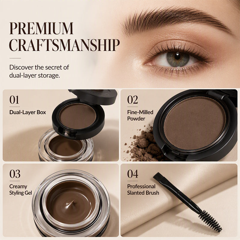 💄 -50% ! ✨ Poudre & Crème Sourcils 2-en-1 Haute Pigmentation – 3 g + 1,5 g – Tenue 24h Anti-Bavure & Effet Brume 3D pour Sourcils Professionnels à Domicile 🏠