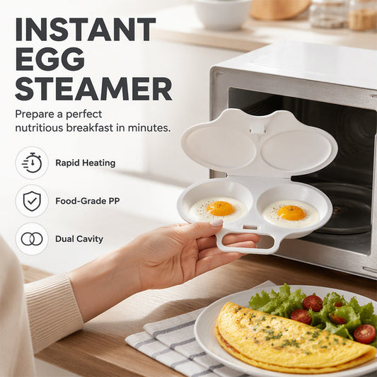 ⏳ 50% DE RÉDUCTION ! 🍳Cuiseur à œufs pour micro-ondes à double compartiment – Cuisson rapide sans huile, en PP de qualité alimentaire et polyvalent.