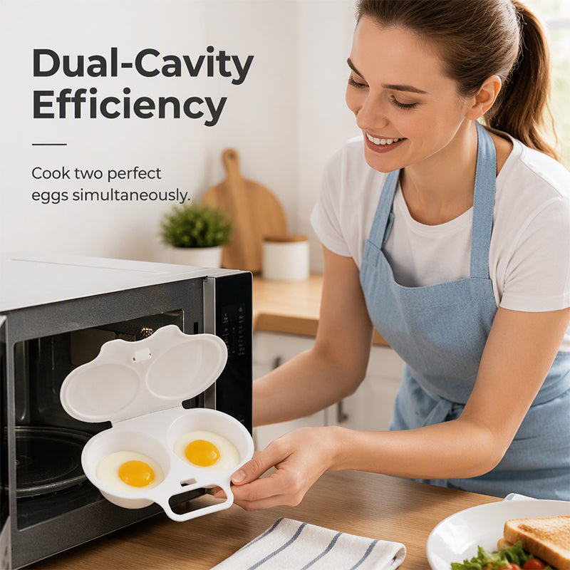 ⏳ 50% DE RÉDUCTION ! 🍳Cuiseur à œufs pour micro-ondes à double compartiment – Cuisson rapide sans huile, en PP de qualité alimentaire et polyvalent.