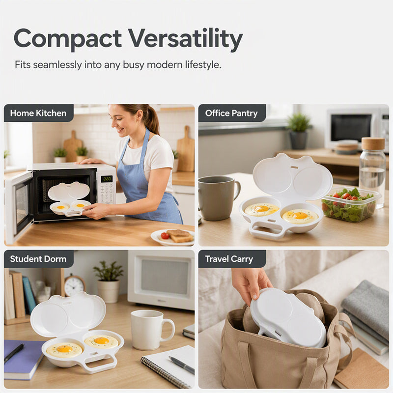 ⏳ 50% DE RÉDUCTION ! 🍳Cuiseur à œufs pour micro-ondes à double compartiment – Cuisson rapide sans huile, en PP de qualité alimentaire et polyvalent.