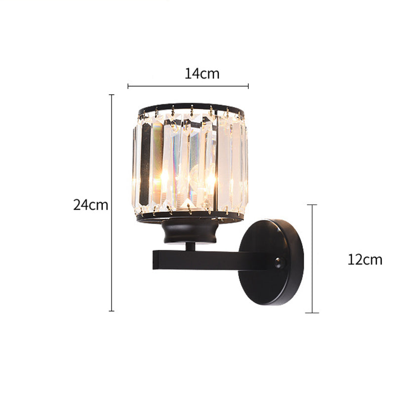 ✨ -50% ! 💎 Applique Murale Cristal Ambiance – Diamètre 14 cm – Doré/Noir – Lumière LED 3 Couleurs ou Sans Source – Pour Chevet et Couloir 🛏️