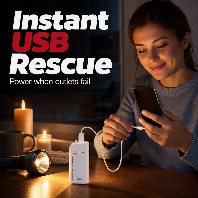 🏆 Offre spéciale du dernier jour :19.99€ ! 🔋 1 achetés 1 offerts 🎁Chargeur d’urgence portable, alimenté par piles AA, batterie externe avec lampe torche LED pour téléphone ✨