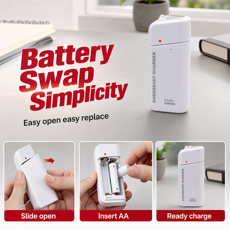 🏆 Offre spéciale du dernier jour :19.99€ ! 🔋 1 achetés 1 offerts 🎁Chargeur d’urgence portable, alimenté par piles AA, batterie externe avec lampe torche LED pour téléphone ✨