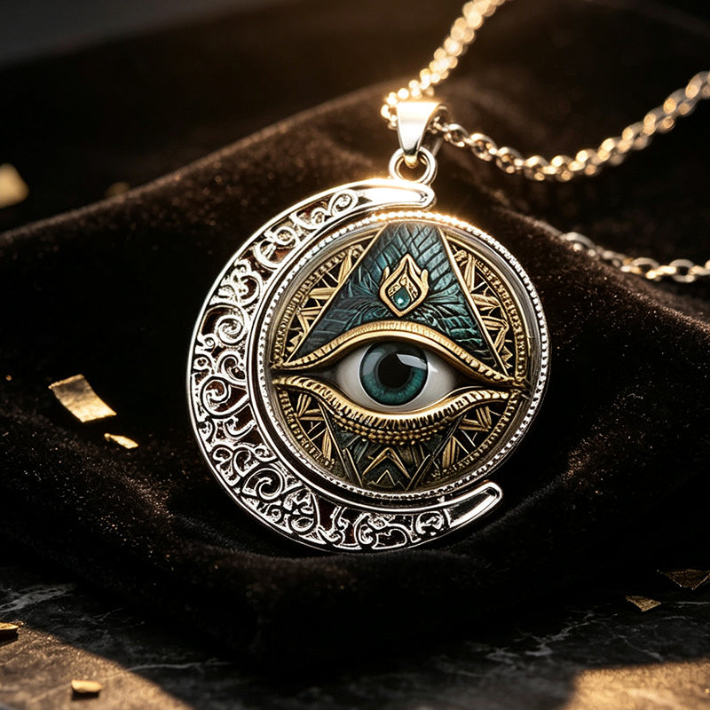 👁️ -50% ! ✨ Collier Pendentif Œil Omniscient Vintage – Alliage de Zinc – Or/Argenté – Design Mystérieux Rétro pour Quotidien et Soirées 🖤