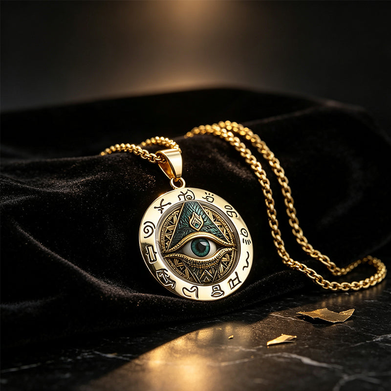 👁️ -50% ! ✨ Collier Pendentif Œil Omniscient Vintage – Alliage de Zinc – Or/Argenté – Design Mystérieux Rétro pour Quotidien et Soirées 🖤