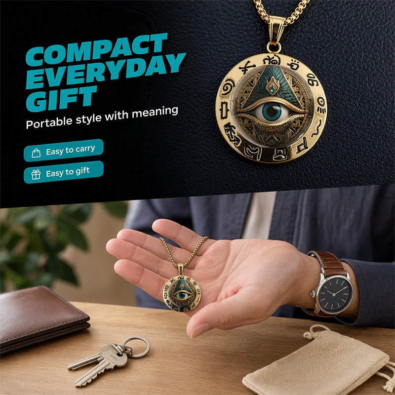 👁️ -50% ! ✨ Collier Pendentif Œil Omniscient Vintage – Alliage de Zinc – Or/Argenté – Design Mystérieux Rétro pour Quotidien et Soirées 🖤
