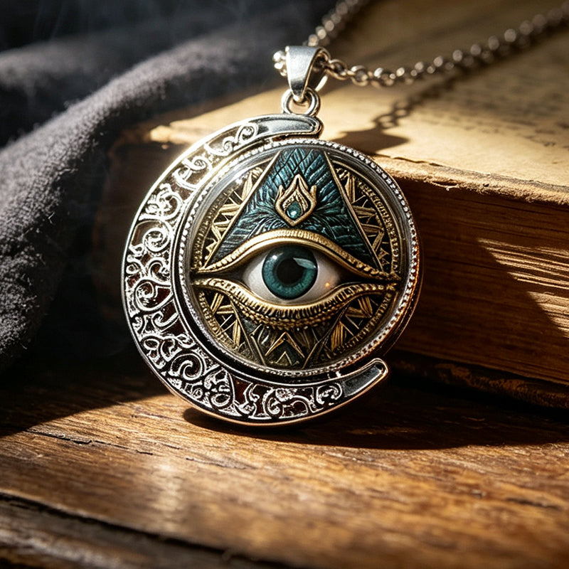 👁️ -50% ! ✨ Collier Pendentif Œil Omniscient Vintage – Alliage de Zinc – Or/Argenté – Design Mystérieux Rétro pour Quotidien et Soirées 🖤