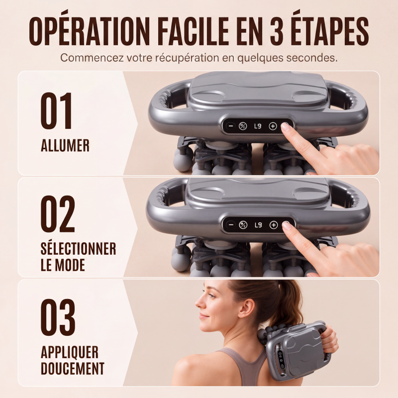 ✨‑50 %✨💆‍♀️🔥Pistolet de massage fascial avec plusieurs têtes pour massage des tissus profonds