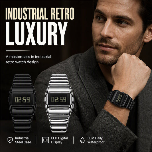 ⌚ -50% ! 💎 Montre Digitale de Luxe pour Homme – Métal Poli Effet Miroir – Affichage Clair – Noir / Argent-Noir – Look Bureau et Soirée 🕶️