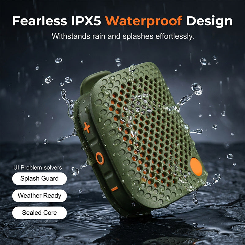 🎵 -50% ! 🔊 Enceinte Bluetooth Portable – ABS – TWS Stéréo – IPX5 – Son Haute Fidélité – 73×48×33 mm – Vert Foncé/Noir – Autonomie Prolongée 🏕️