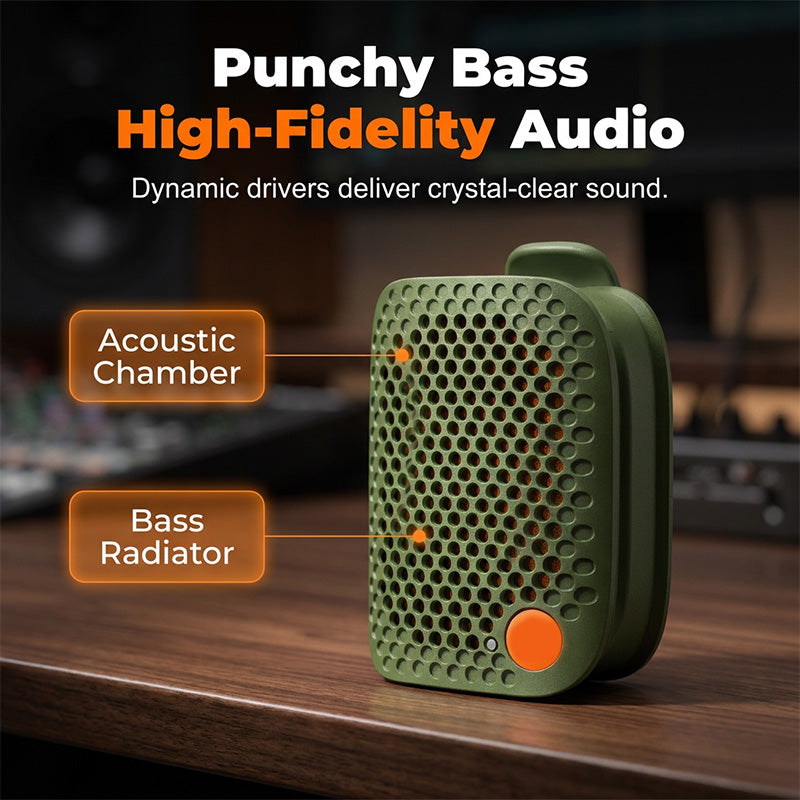 🎵 -50% ! 🔊 Enceinte Bluetooth Portable – ABS – TWS Stéréo – IPX5 – Son Haute Fidélité – 73×48×33 mm – Vert Foncé/Noir – Autonomie Prolongée 🏕️
