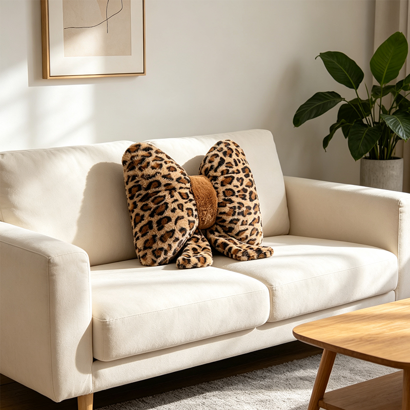 ✨ PROMO 50% DE RÉDUCTION ! 🐆 Coussin Léopard à Nœud – Douillet, Ergonomique, Décoratif ✨