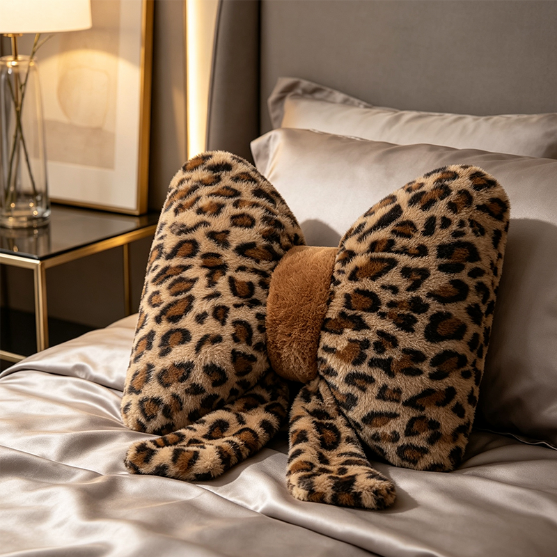 ✨ PROMO 50% DE RÉDUCTION ! 🐆 Coussin Léopard à Nœud – Douillet, Ergonomique, Décoratif ✨
